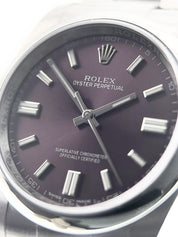 Rolex Oyster Perpetual Steel Purple Grape Dial 36mm Automatic Mens Watch 116000