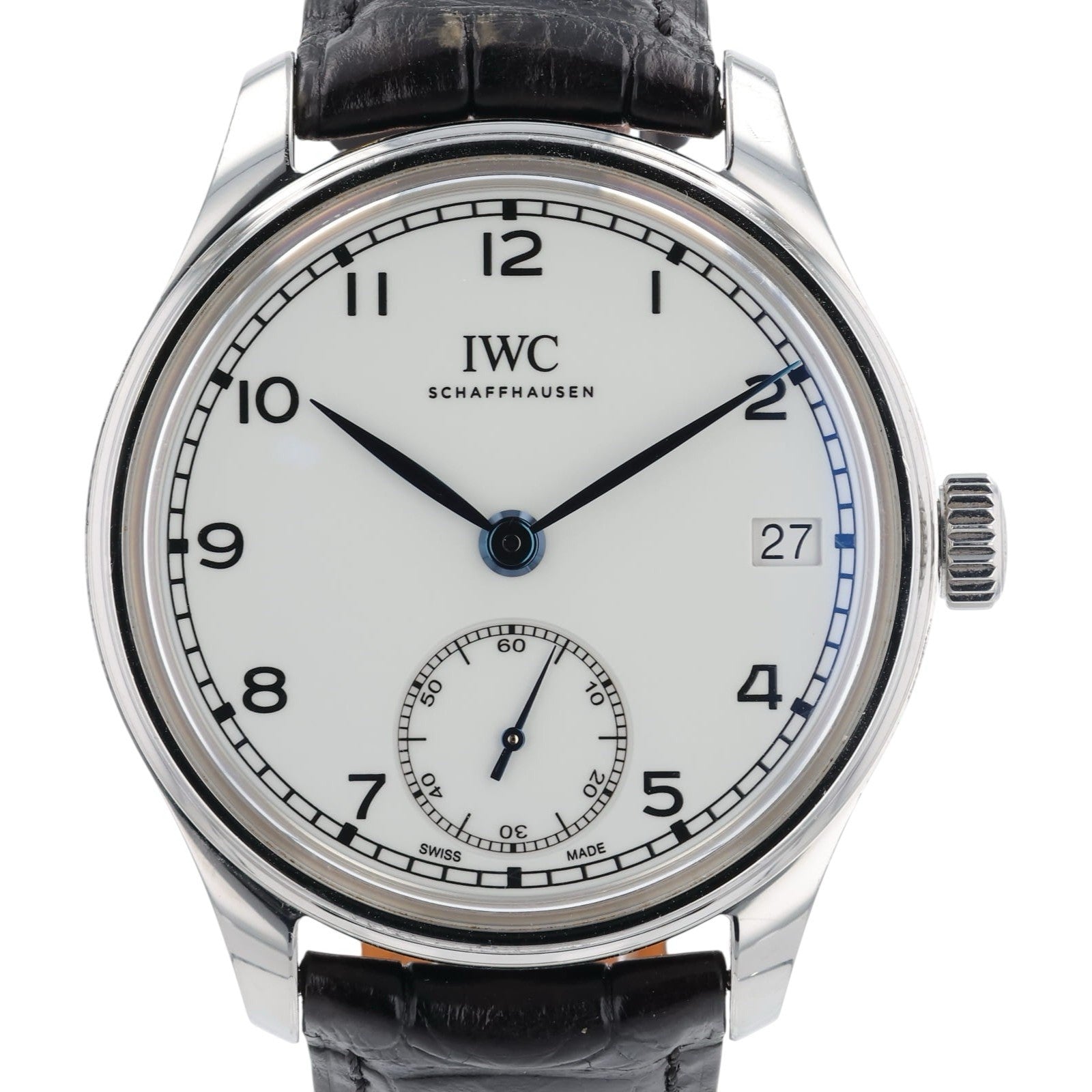 IWC Portuguese 8 Days Steel White Dial 43mm Manual Wind Mens Watch IW510212