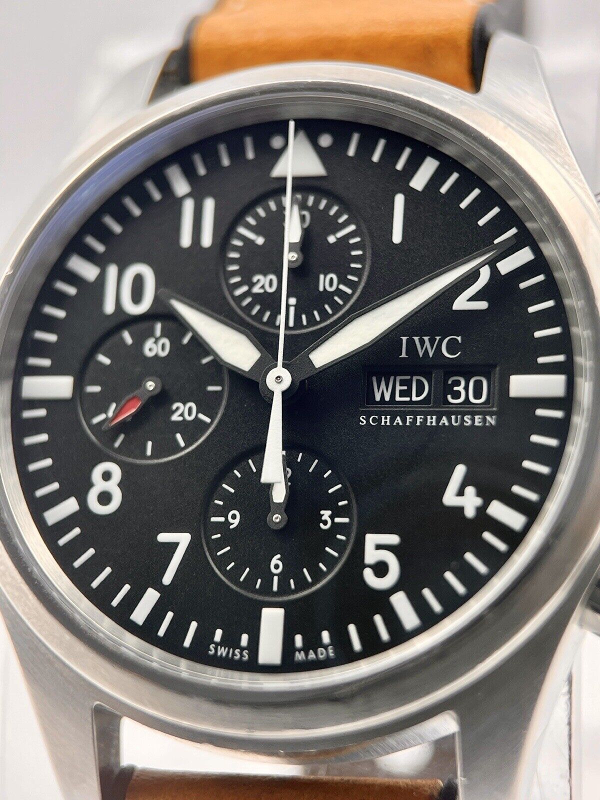 IWC Pilot Chronograph Stainless Steel Watch 42mm Automatic IW371701 Black Dial