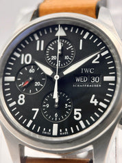 IWC Pilot Chronograph Stainless Steel Watch 42mm Automatic IW371701 Black Dial