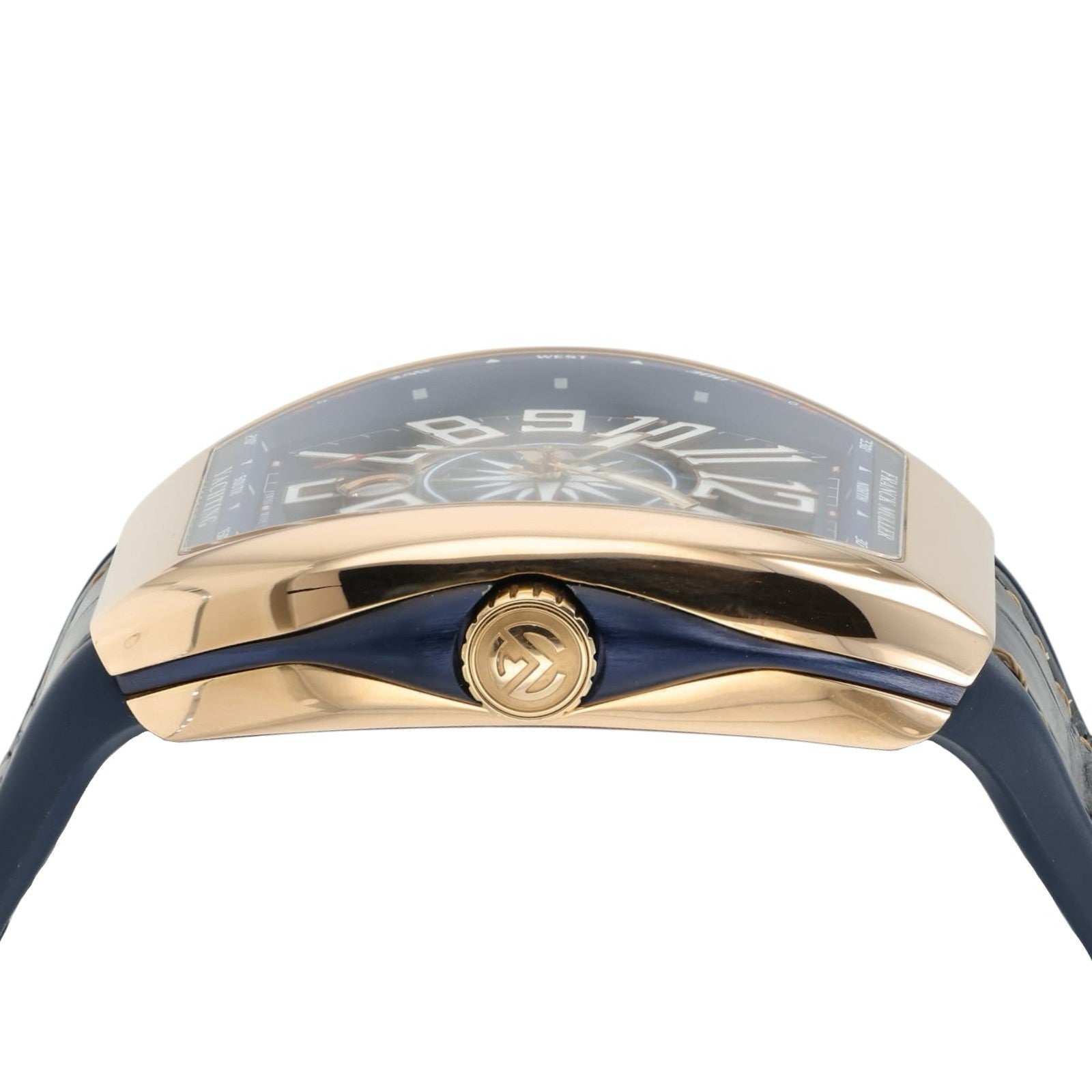 Franck Muller Yachting Blue Dial 18k Rose Gold 44mm Automatic Mens V45 SC DT