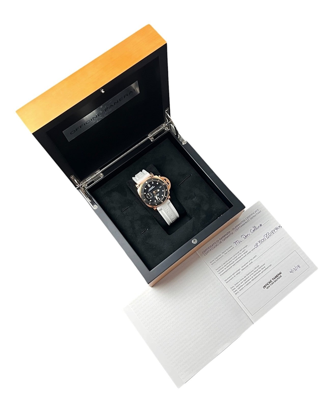 Panerai Luminor Submersible Black Dial 18k Rose Gold 42mm Automatic Mens PAM0068