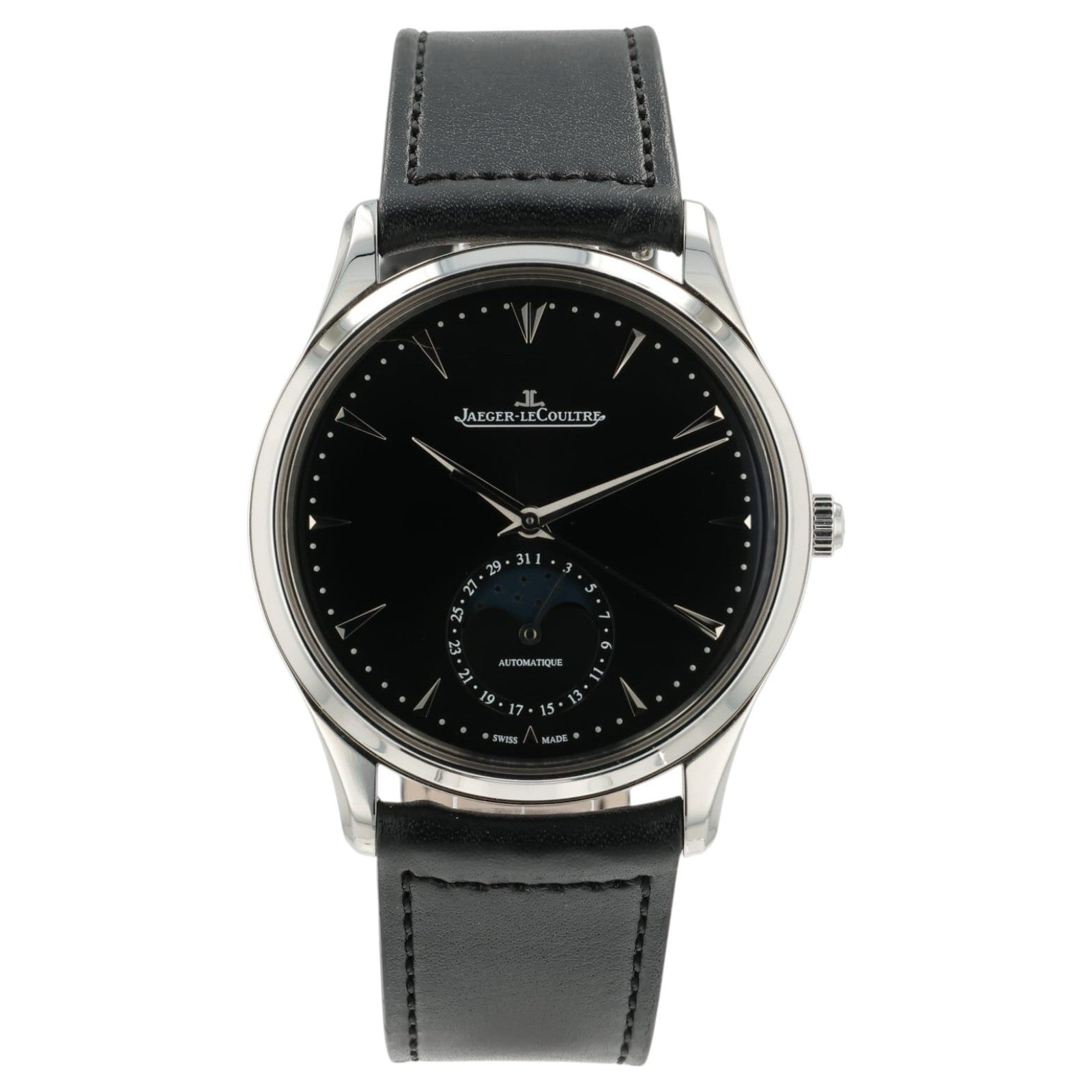 LeCoultre Ultra Thin Moon Black Dial Stainless Steel 39mm Auto Watch Q1368470