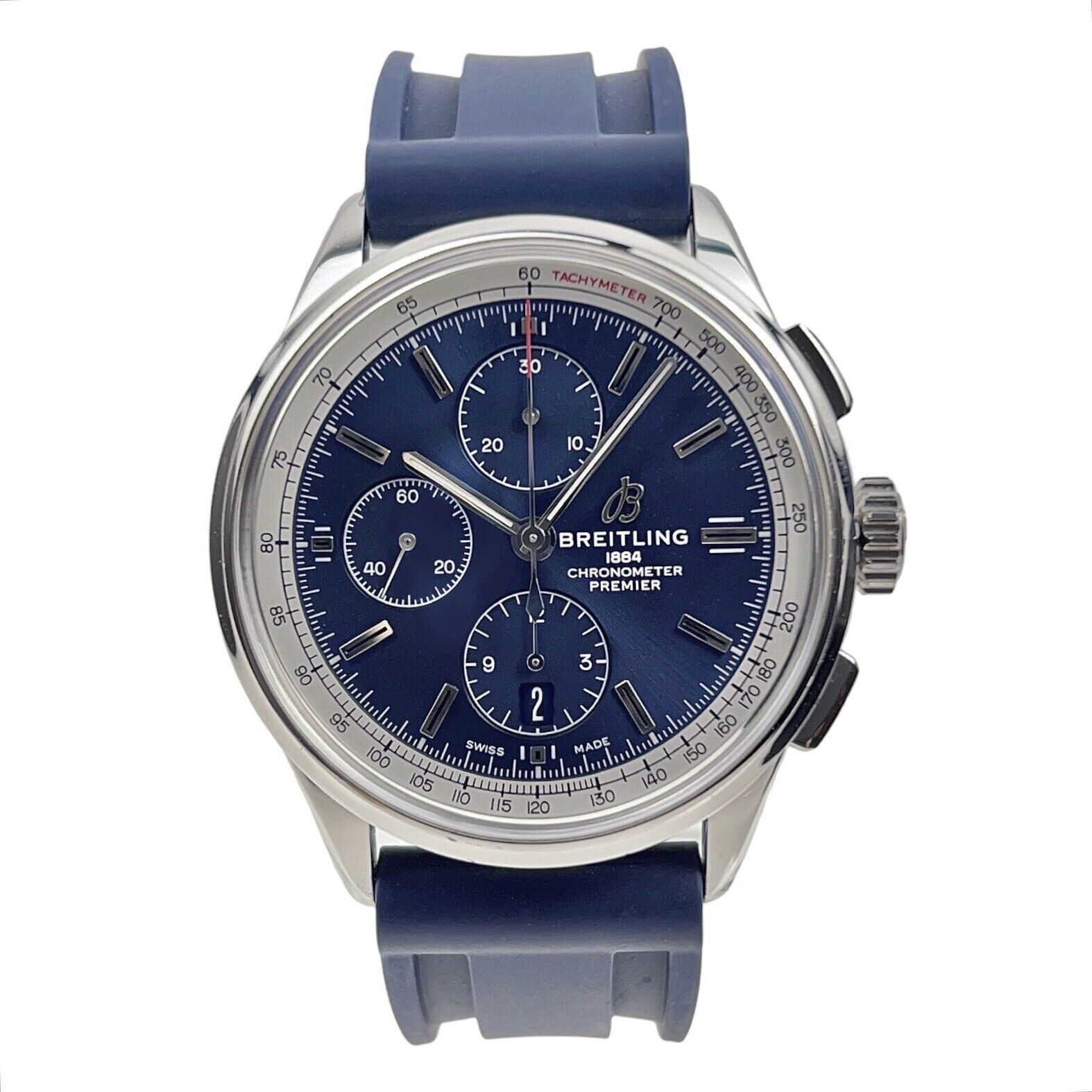 Breitling Premier Chronograph Date 42mm Stainless A13315 Blue Dial