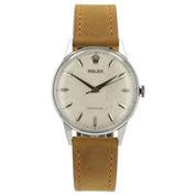 Vintage Rolex Precision Silver Dial Stainless Steel 35mm Manual Wind Men’s 9022
