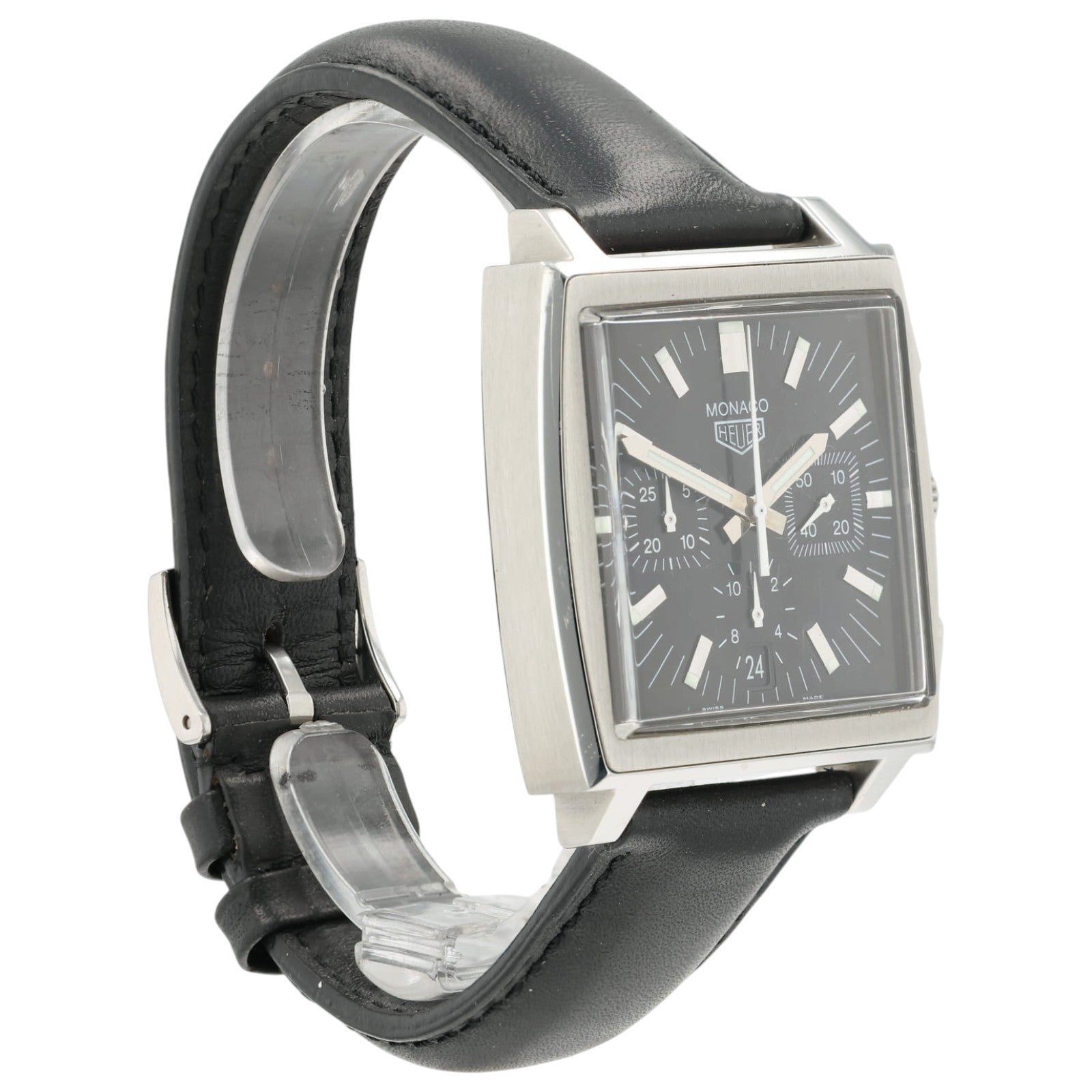 Tag Heuer Monaco Black Dial Stainless Steel 38mm Automatic Mens Watch CS2111