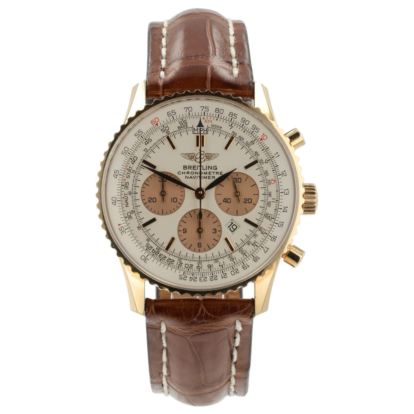 Breitling Navitimer Silver Dial 18k Rose Gold 38mm Automatic Men’s Watch R41380