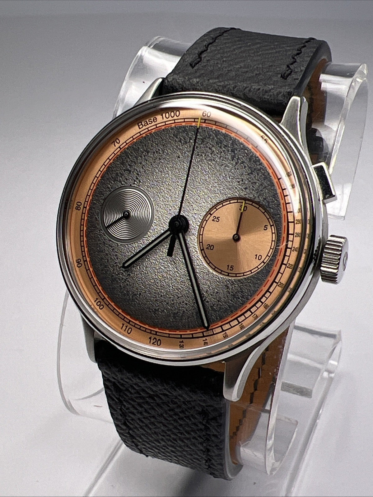 Studio Underdog Salmon Monopusher Chronograph 38.5mm Steel Watch w/ Box & Papers