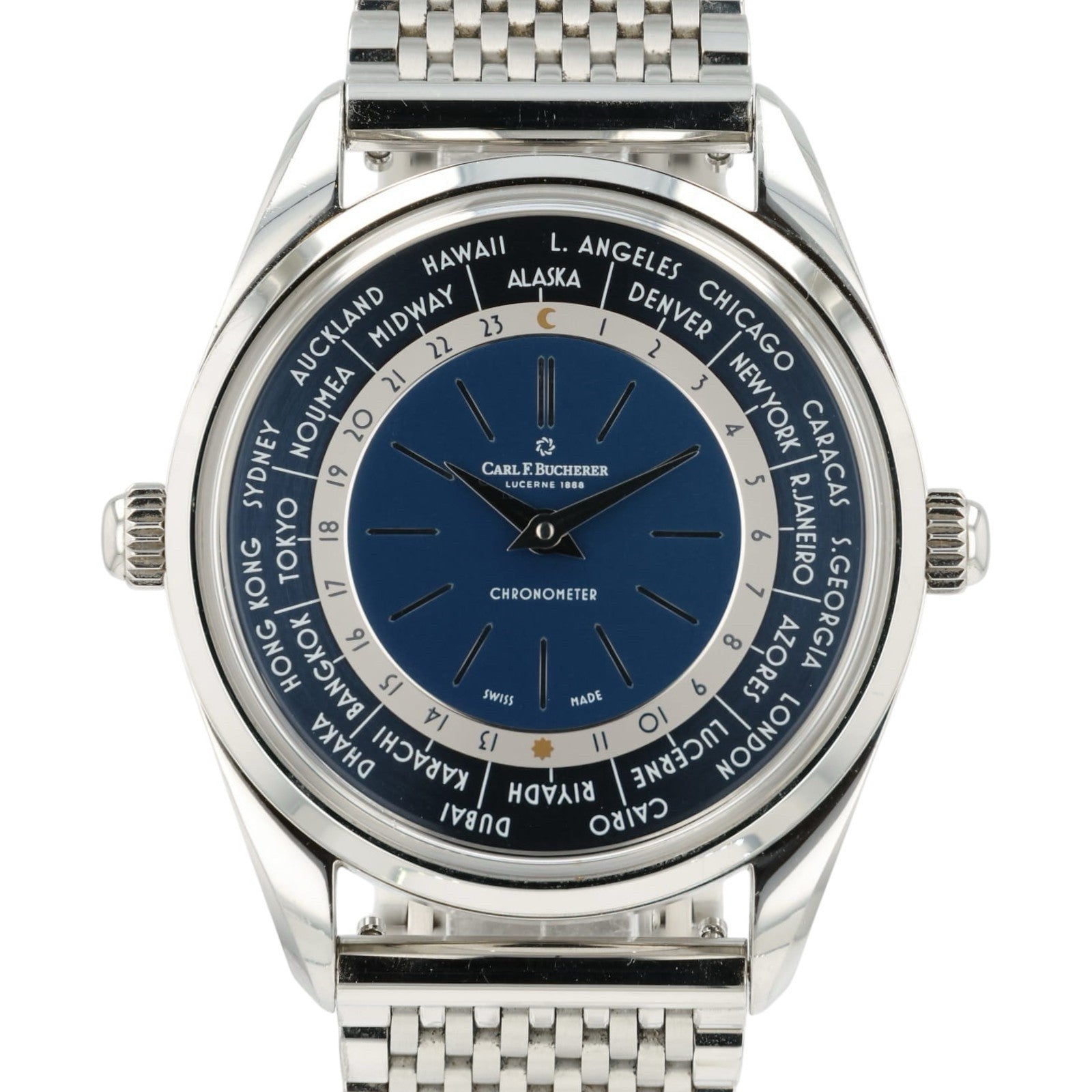 Carl F Bucherer x Hodinkee Worldtimer Blue Dial Steel 39mm 00.10805.08.53.98