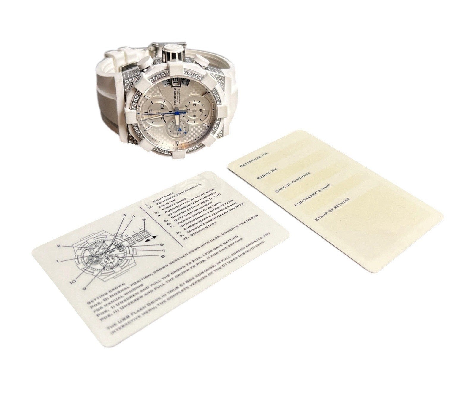 Concord C1 Chrono White Dial Steel Diamond 45mm Automatic Mens 01.5.14.1001