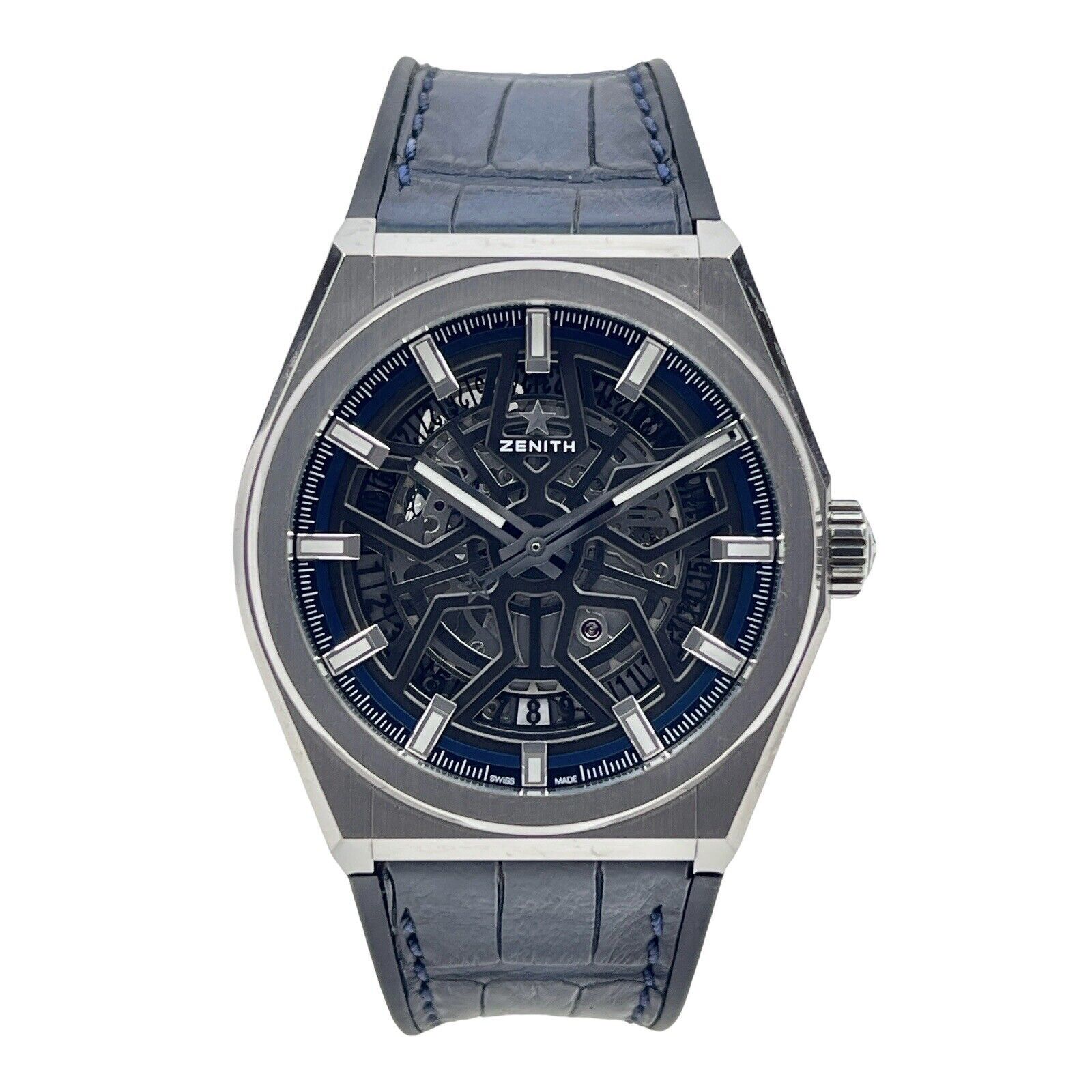 Zenith Defy Classic Auto Titanium Mens Blue  Watch Date 95.9000.670 Box & Papers