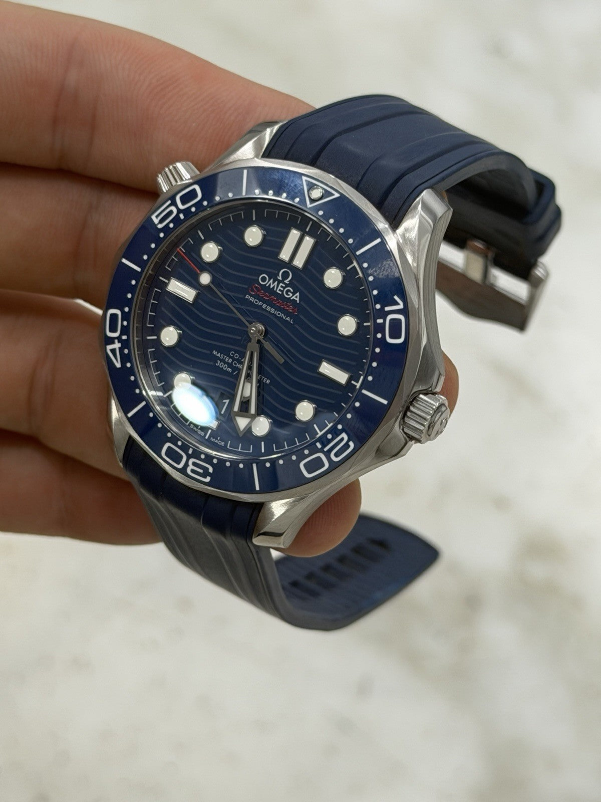 2026 Omega Seamaster Wave 300m Diver Blue Ceramic Watch 210.30.42.20.03.001