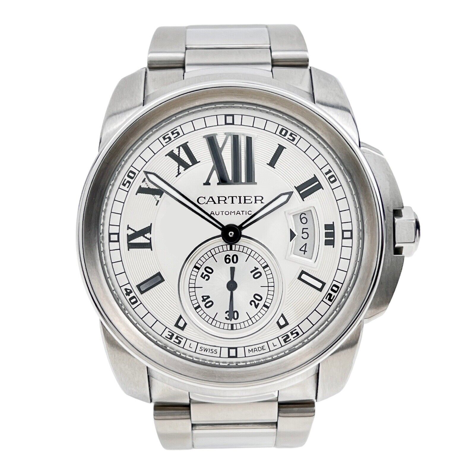 Cartier Calibre De Cartier Silver Dial 42mm Mens Automatic Watch Ref-3389 B&Ps