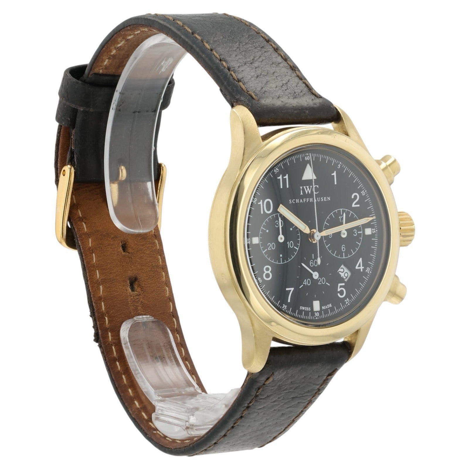 IWC Fliegeruhr Black Dial 18k Yellow Gold 36mm Quartz Men’s Watch IW3740