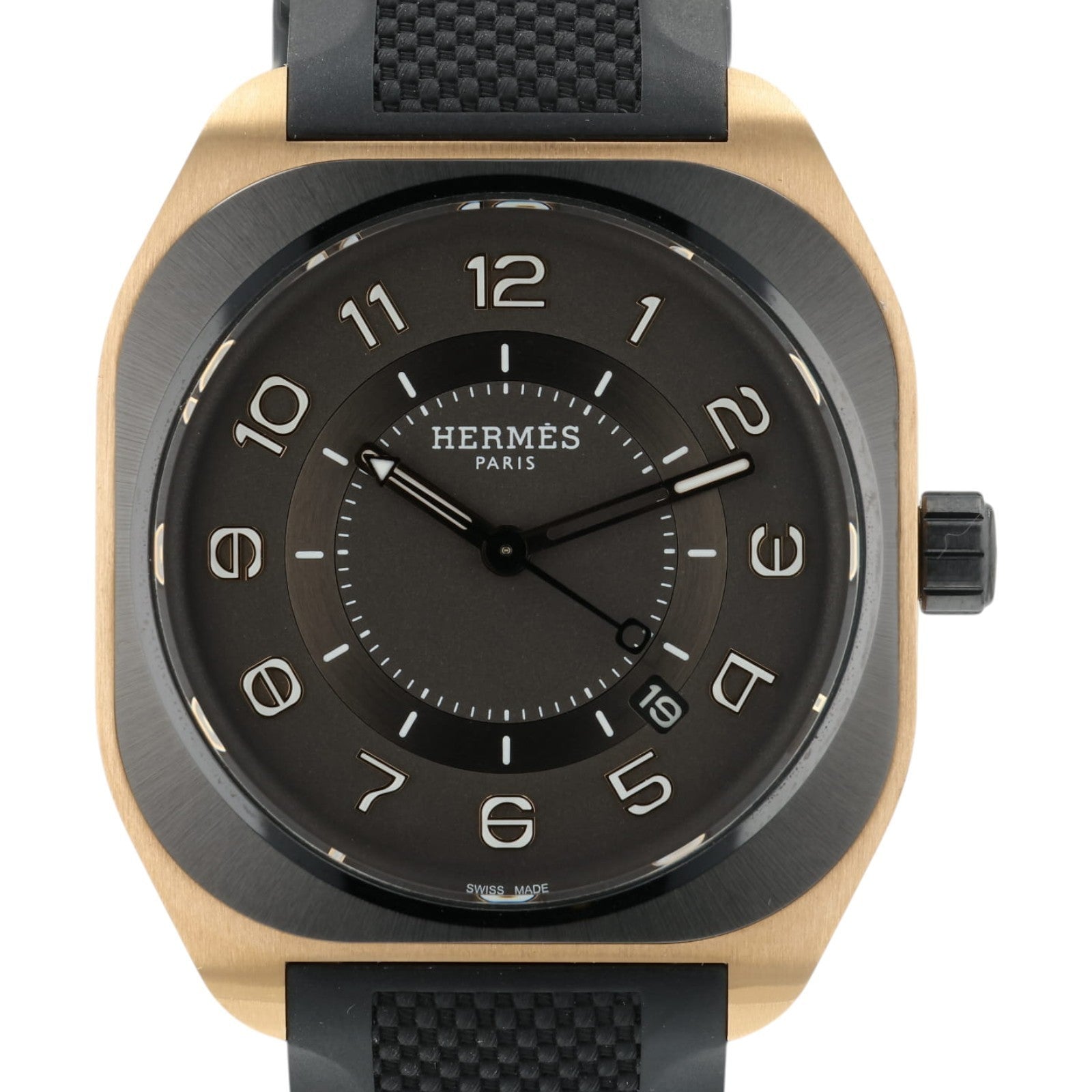 Hermes H08 Gray Dial 18k Rose Gold & Titanium 39mm Automatic Mens Watch H08