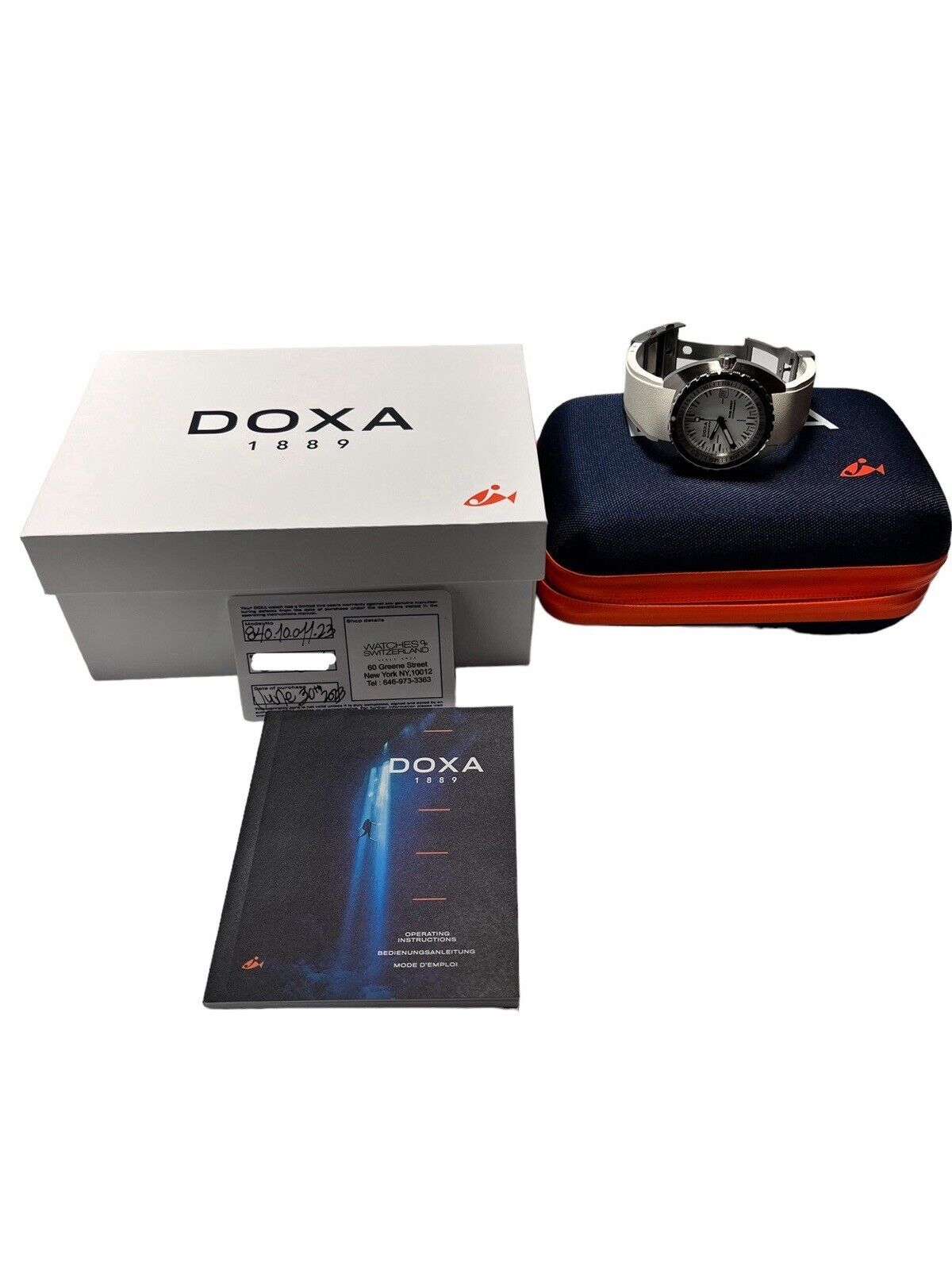 Doxa Sub Whitepearl 42.5mm Automatic White Dial Watch SUB300T Box & Papers