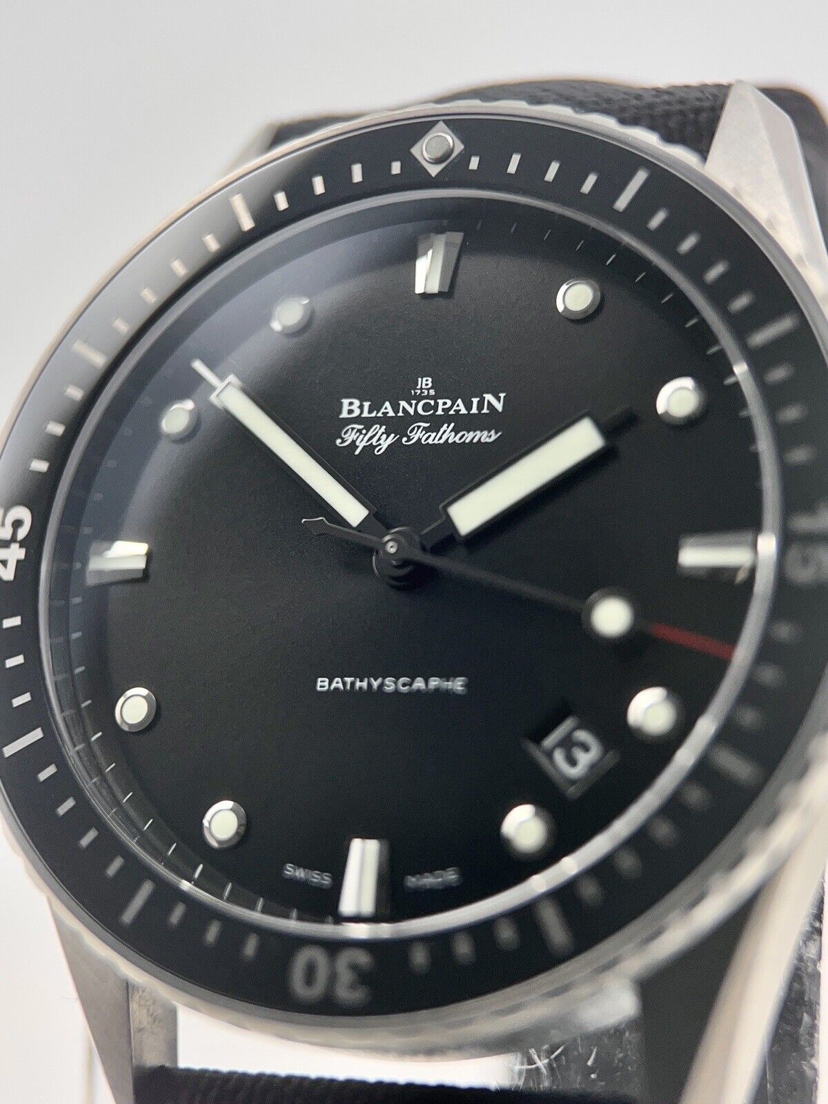 Blancpain Fifty Fathoms Automatic Black Dial Men's Watch 5000 Box & Papers