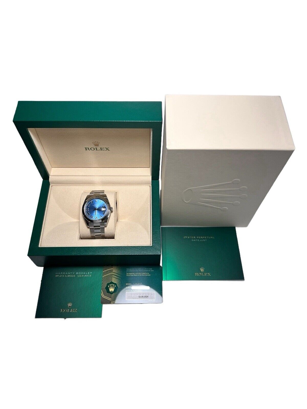 NEW Rolex DateJust 41 Azzurro Blue Roman Steel Oyster Watch 126300 - Box/Papers