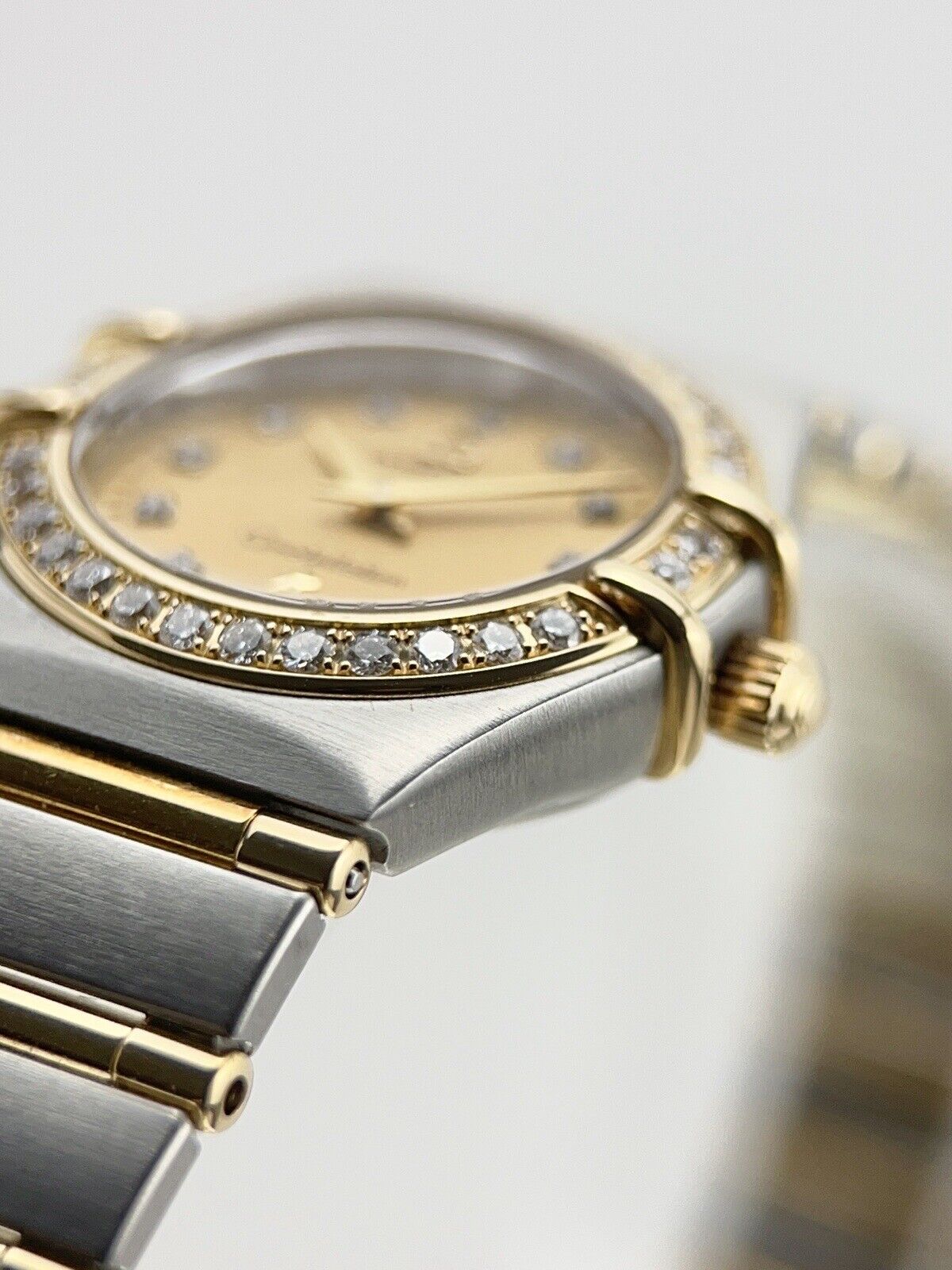 Omega Constellation Steel Champagne 22mm Diamond Bezel Women’s Watch