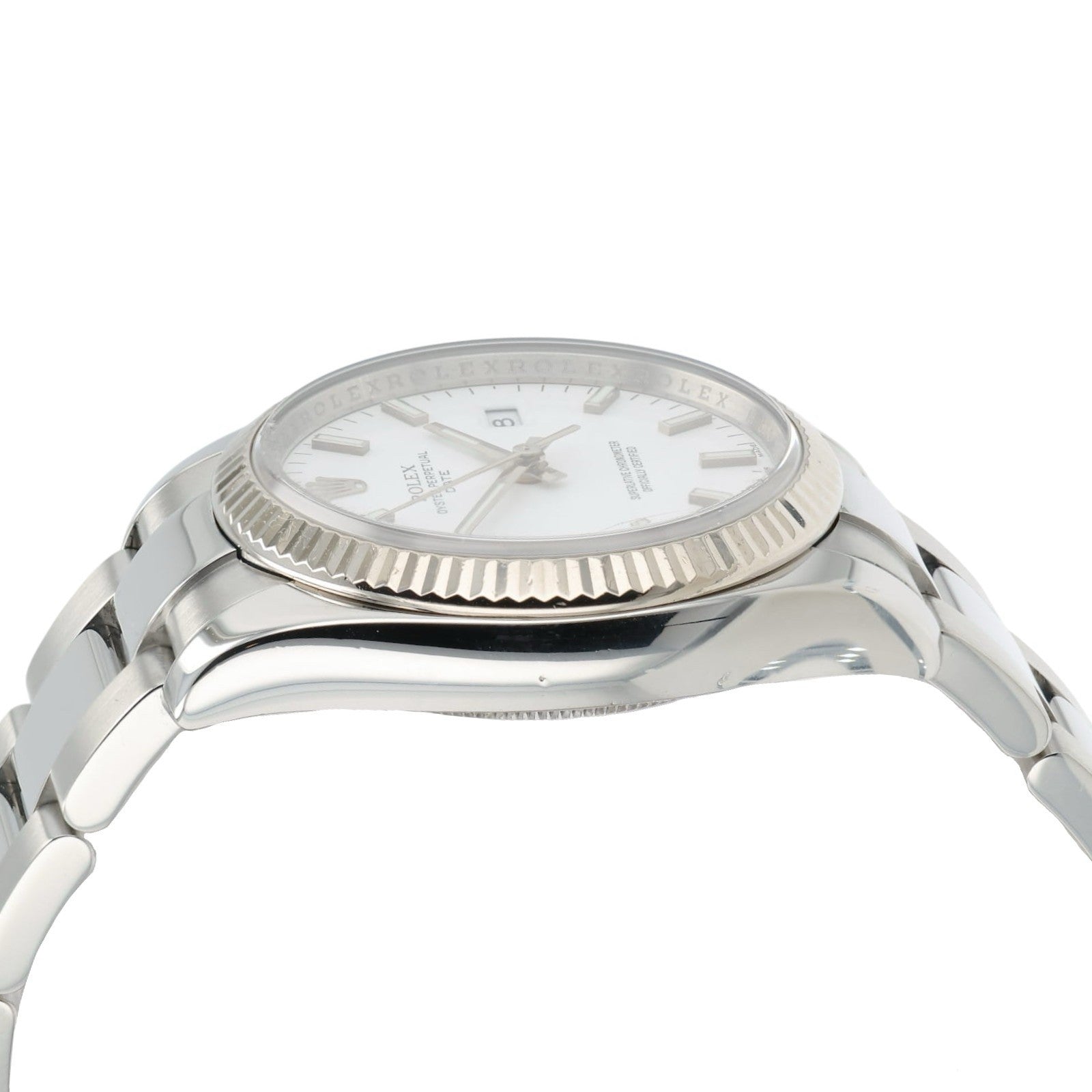 Rolex Oyster Perpetual Date White Dial Steel 34mm Automatic Men’s Watch 115234