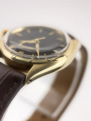 Rolex Oyster Perpetual 14k Gold Black Dial 34mm Automatic Men’s Watch 6084