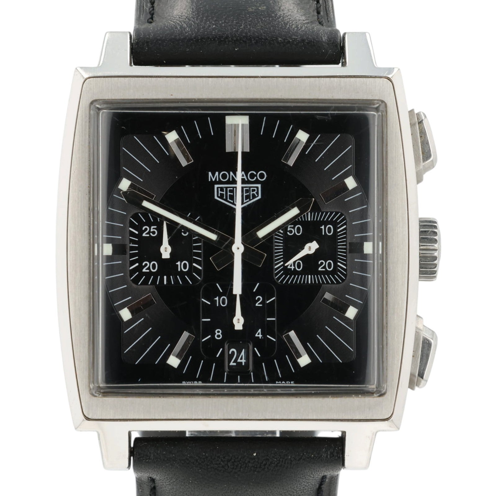 Tag Heuer Monaco Black Dial Stainless Steel 38mm Automatic Mens Watch CS2111