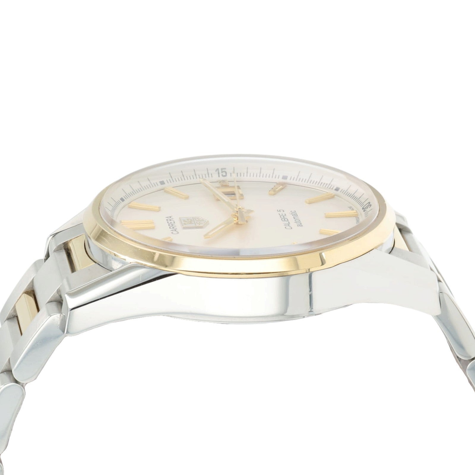 Tag Heuer Two-Tone Carrera Calibre 5 Silver Dial Steel & Gold 39mm Watch WAR215B
