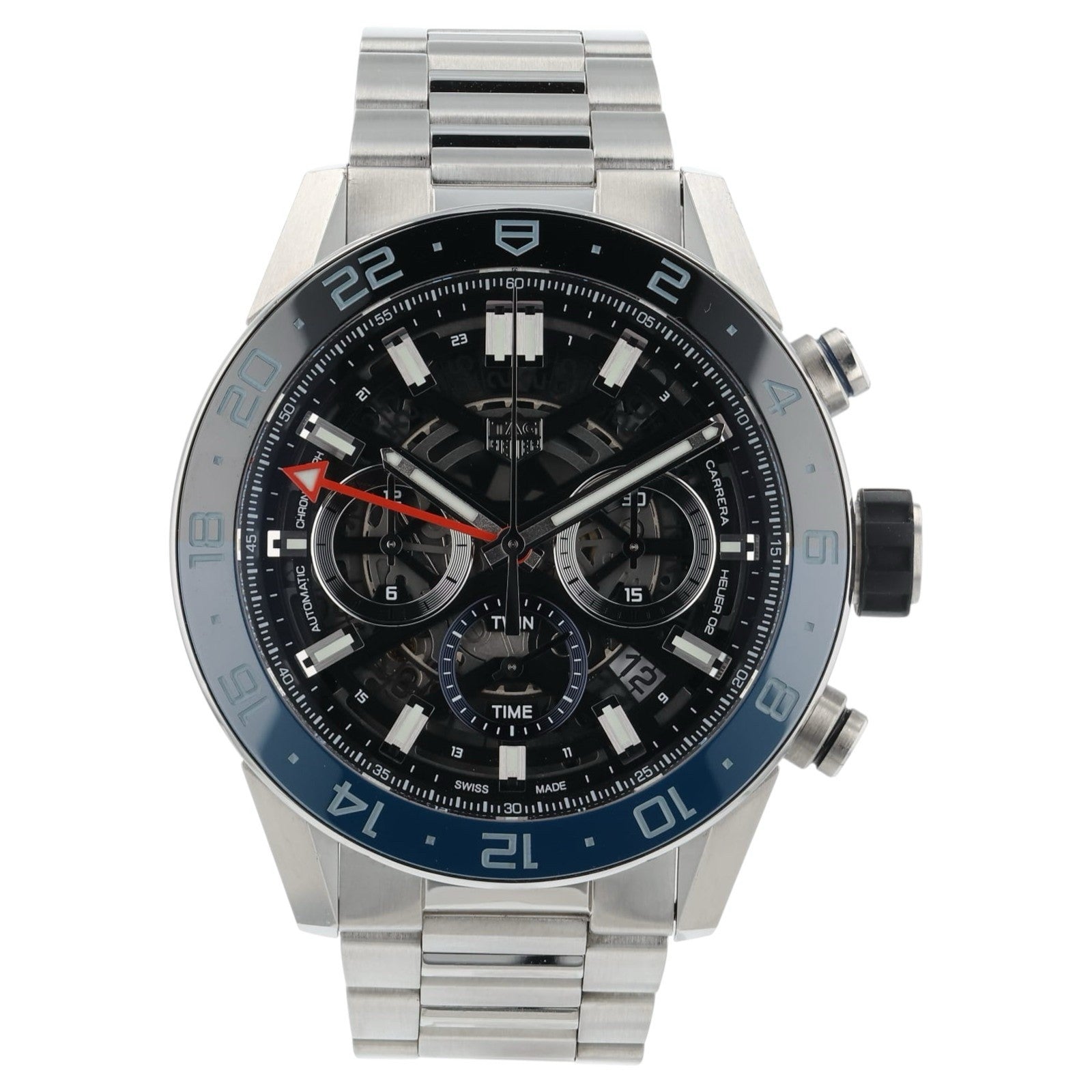 Tag Heuer Carrera Stainless Steel Black Dial 45mm Automatic Mens Watch CBG2A1Z