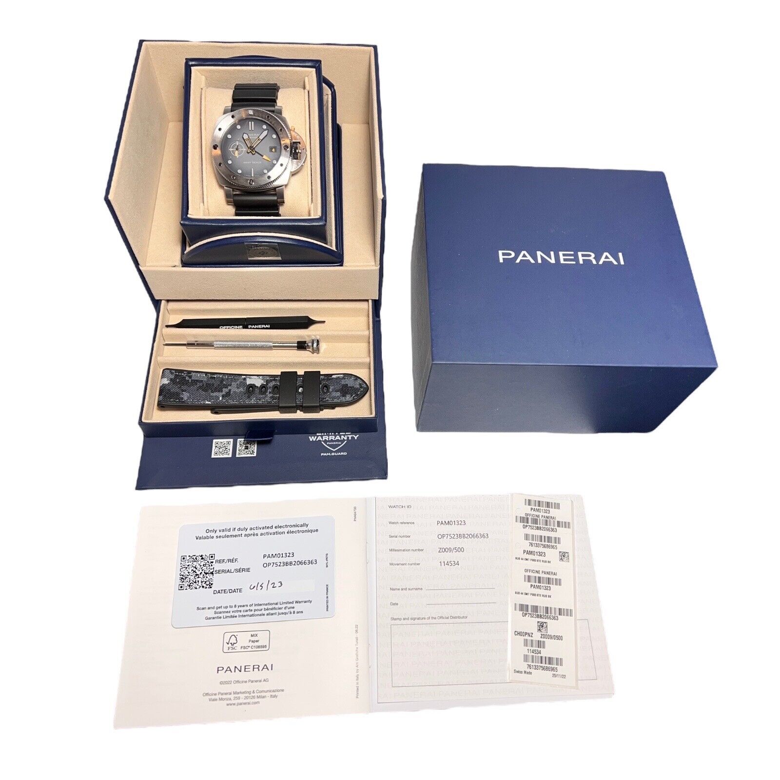 NEW Panerai Submersible GMT Navy SEAL Automatic Men's Watch PAM01323 Box Papers