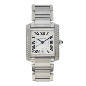 Cartier Tank Francaise Stainless Steel Automatic Watch W51002Q3 Diamonds