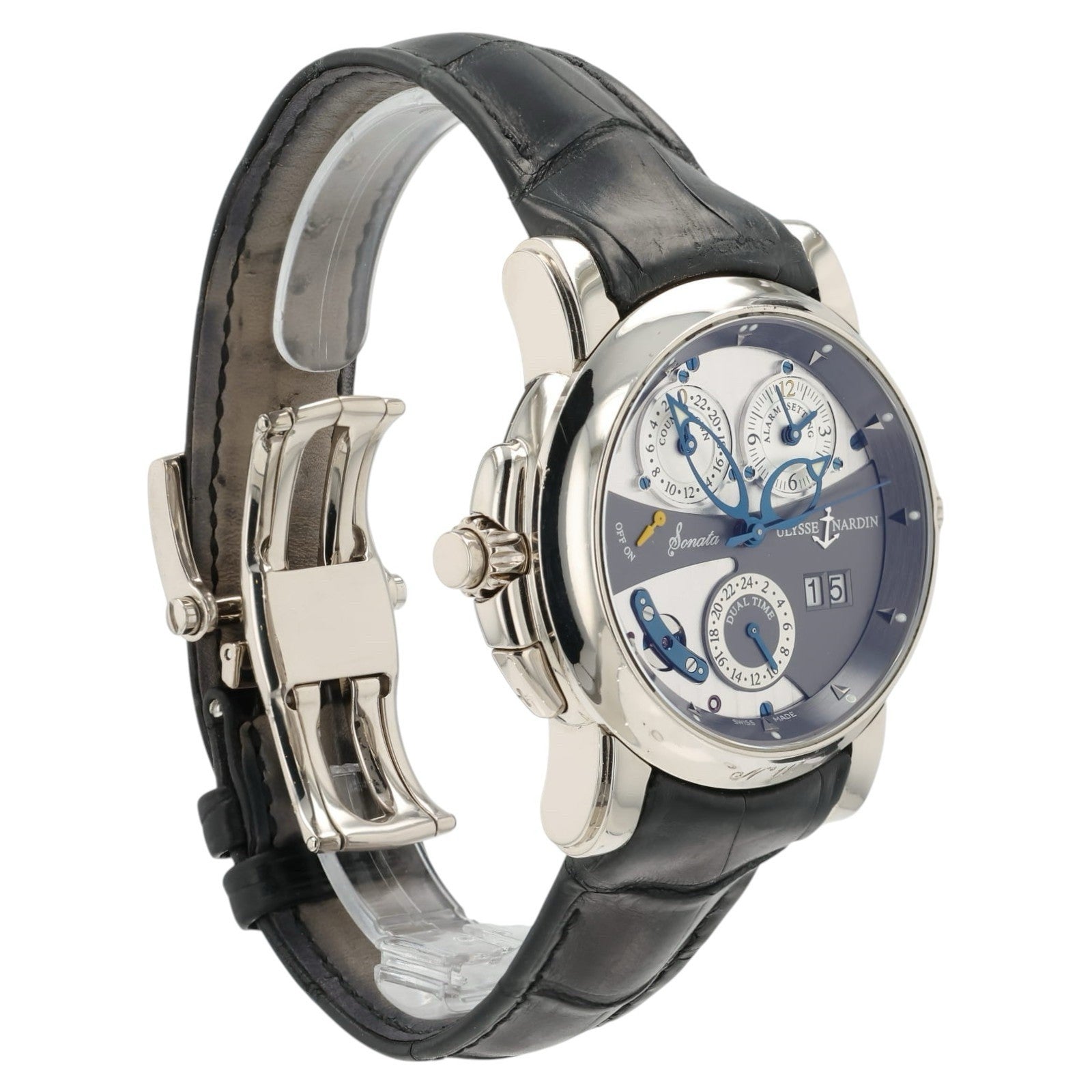 Ulysse Nardin Sonata Silver Dial 18k White Gold 42mm Automatic Mens Watch 670-88