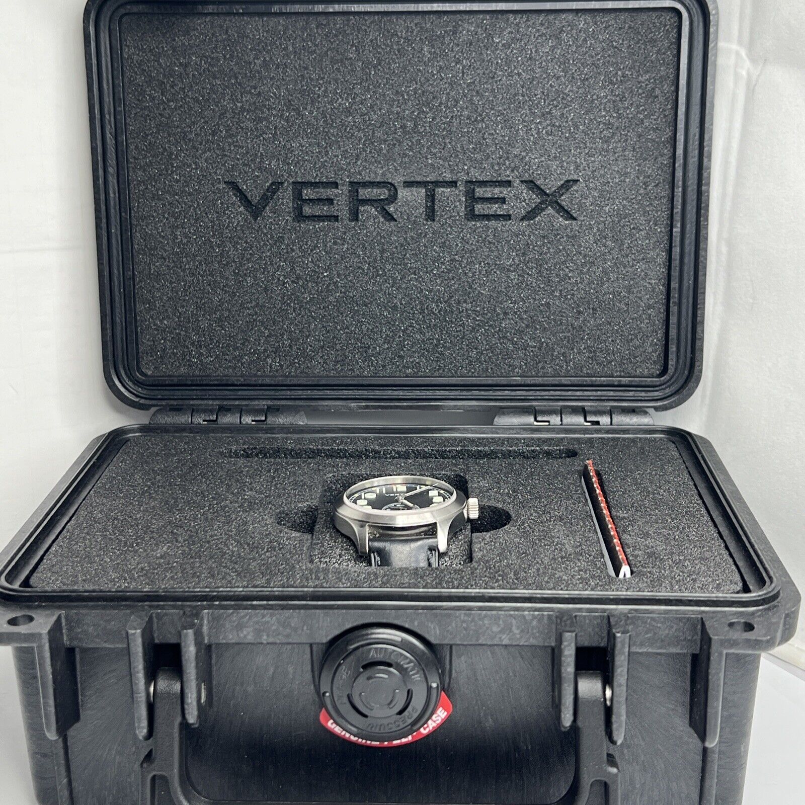 Vertex M100 Watch 40mm Case Box Papers Canvas Steel & Rubber Bands  - 7 Total