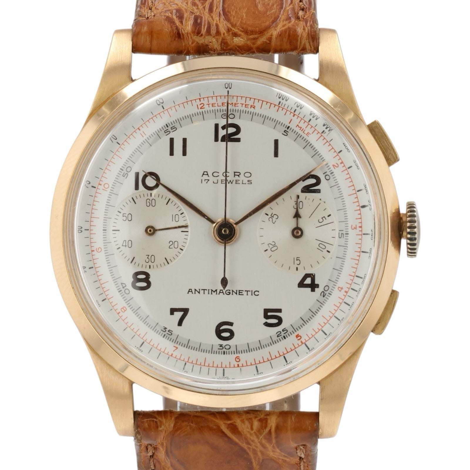 Accro 310 Silver Dial 18k Rose Gold 39.5mm Manual Wind Movement Mens Watch