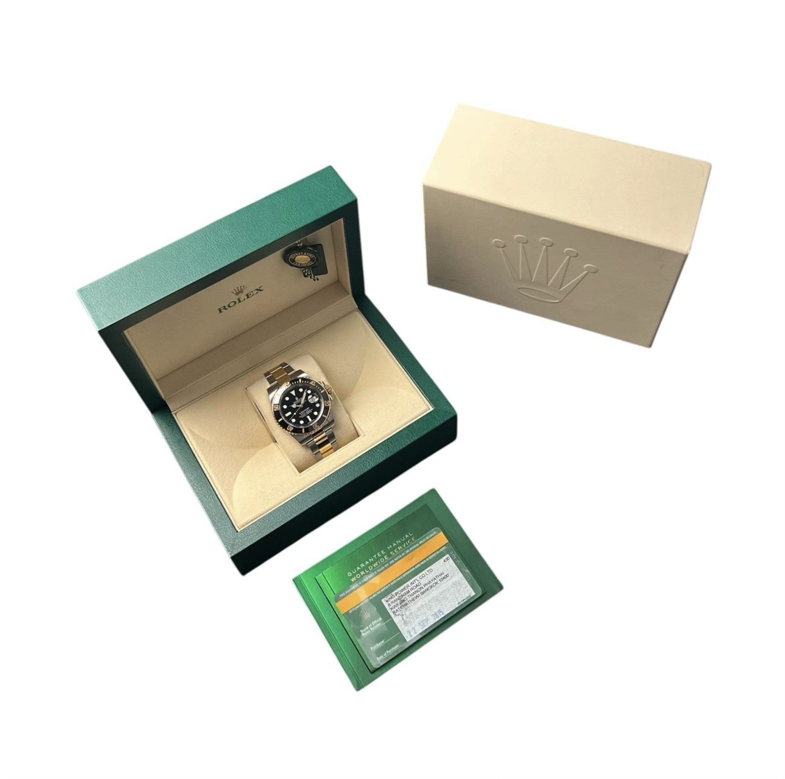 2015 Rolex Submariner Date Black Dial Gold & Steel 40mm Automatic Mens 116613LN