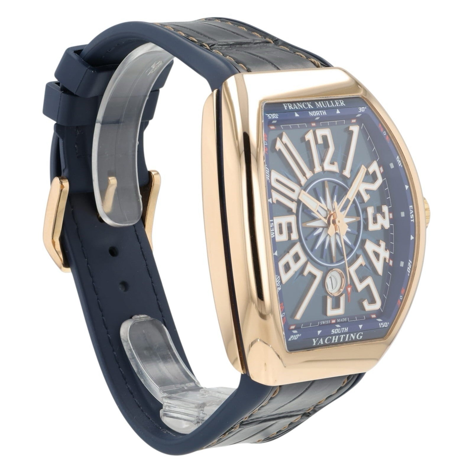 Franck Muller Yachting Blue Dial 18k Rose Gold 44mm Automatic Mens V45 SC DT