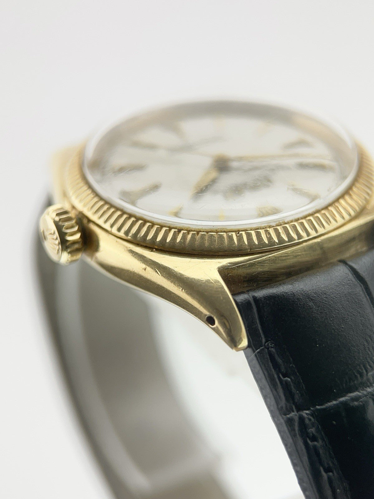 Rolex Oyster Precision 18k Yellow Gold Silver Dial 34mm Automatic Mens Watch