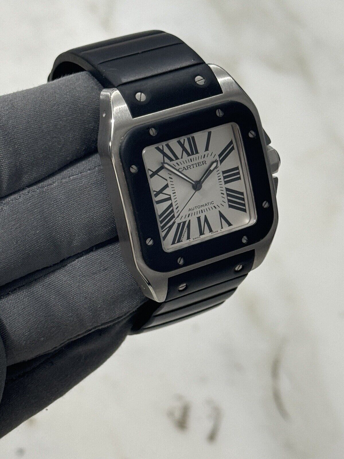 Cartier Santos 100 Steel and Rubber 38mm Automatic 2656 Men's