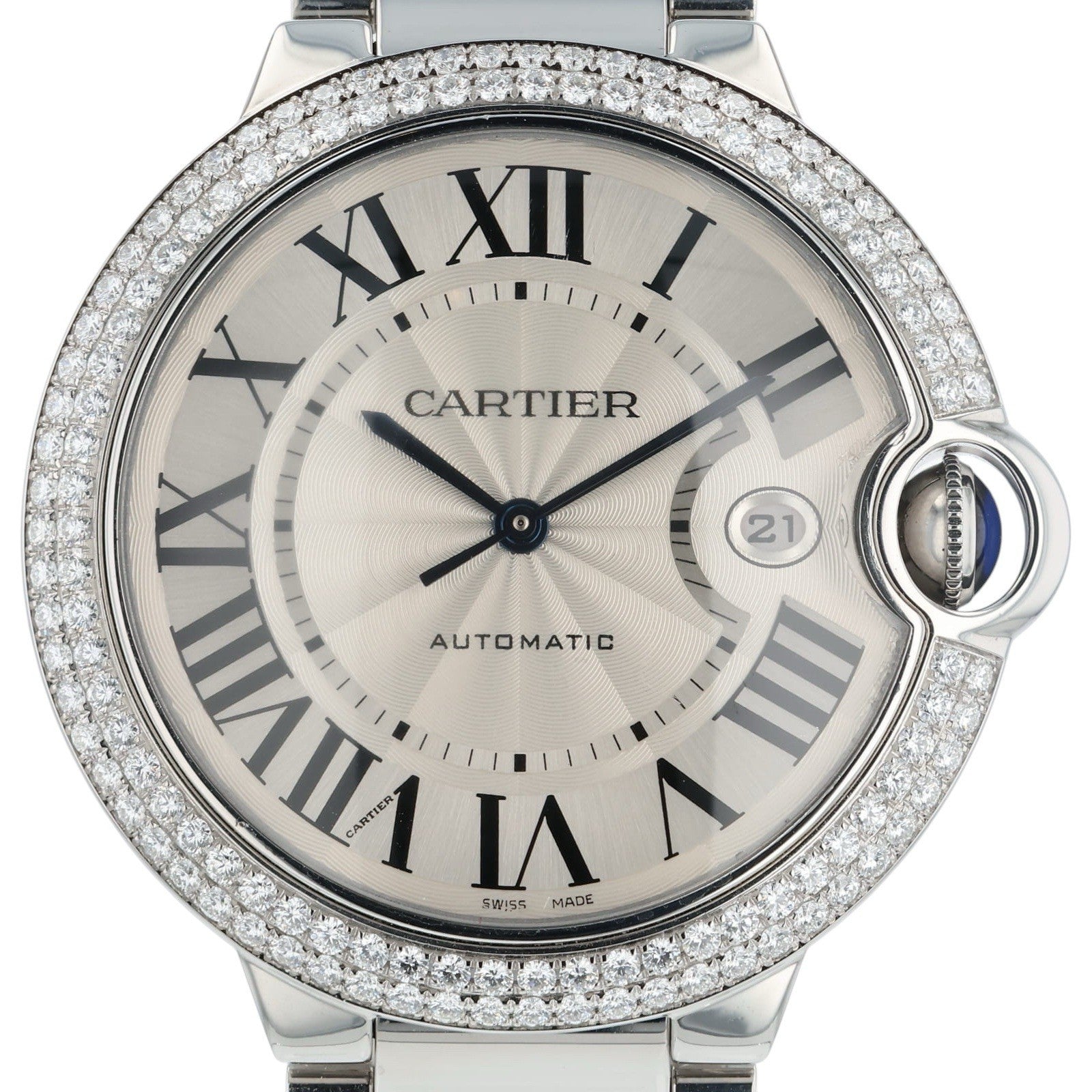 Cartier Ballon Bleu Stainless Steel Silver Dial 42mm Automatic Mens W69012Z4