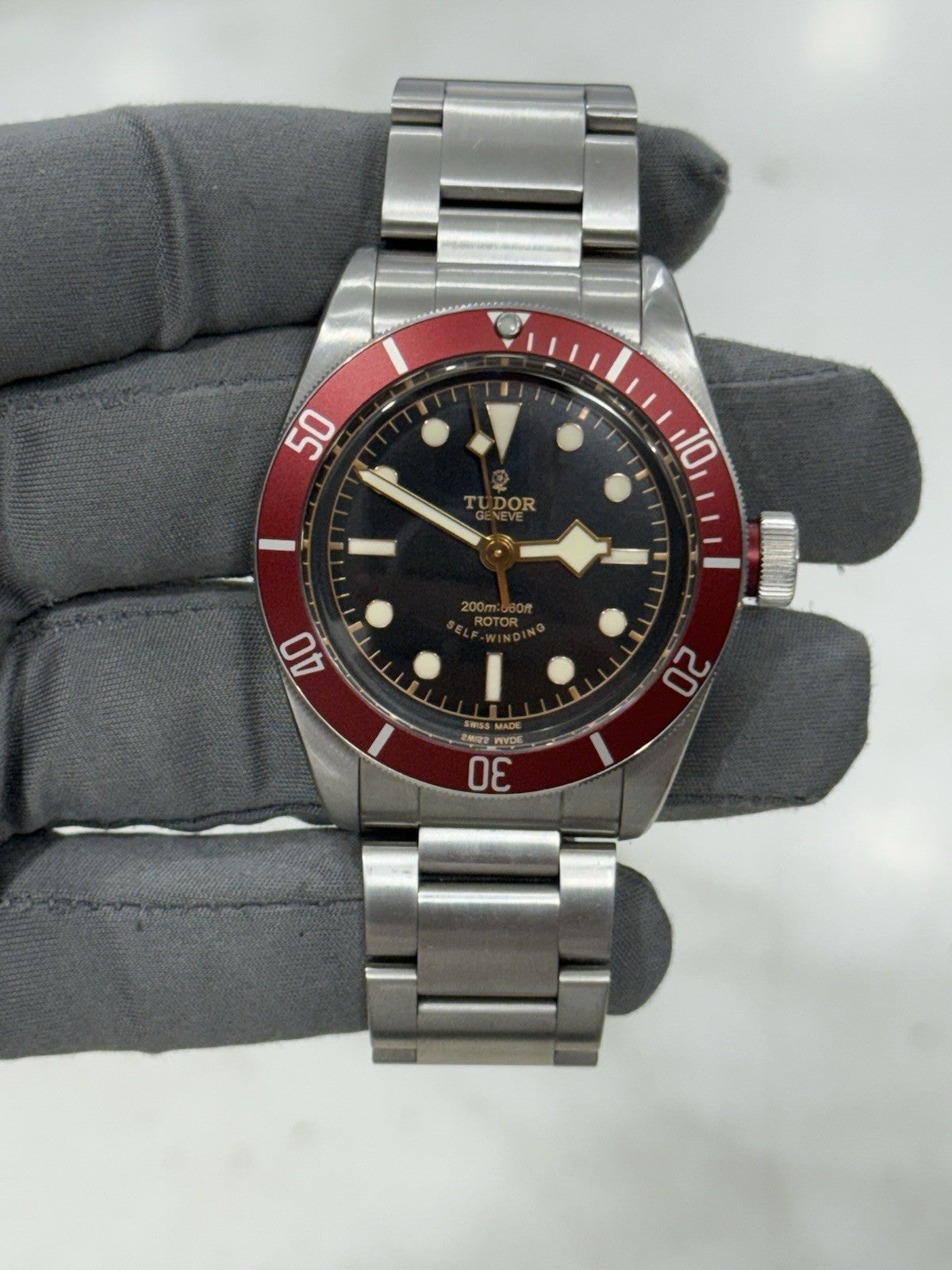 Tudor Black Bay Smiley Dial Stainless Steel Red 41mm Automatic Watch 79220R