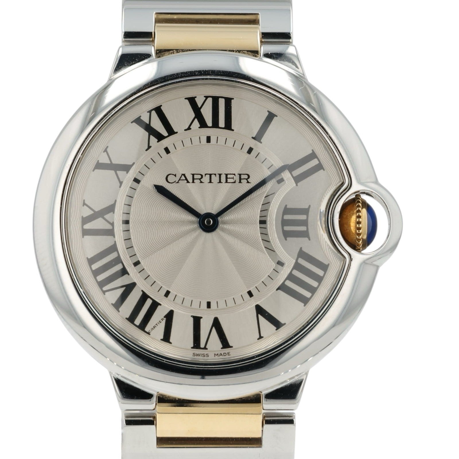 Cartier Ballon Bleu Silver Dial Gold & Steel 36mm Quartz Unisex Watch W69008Z3