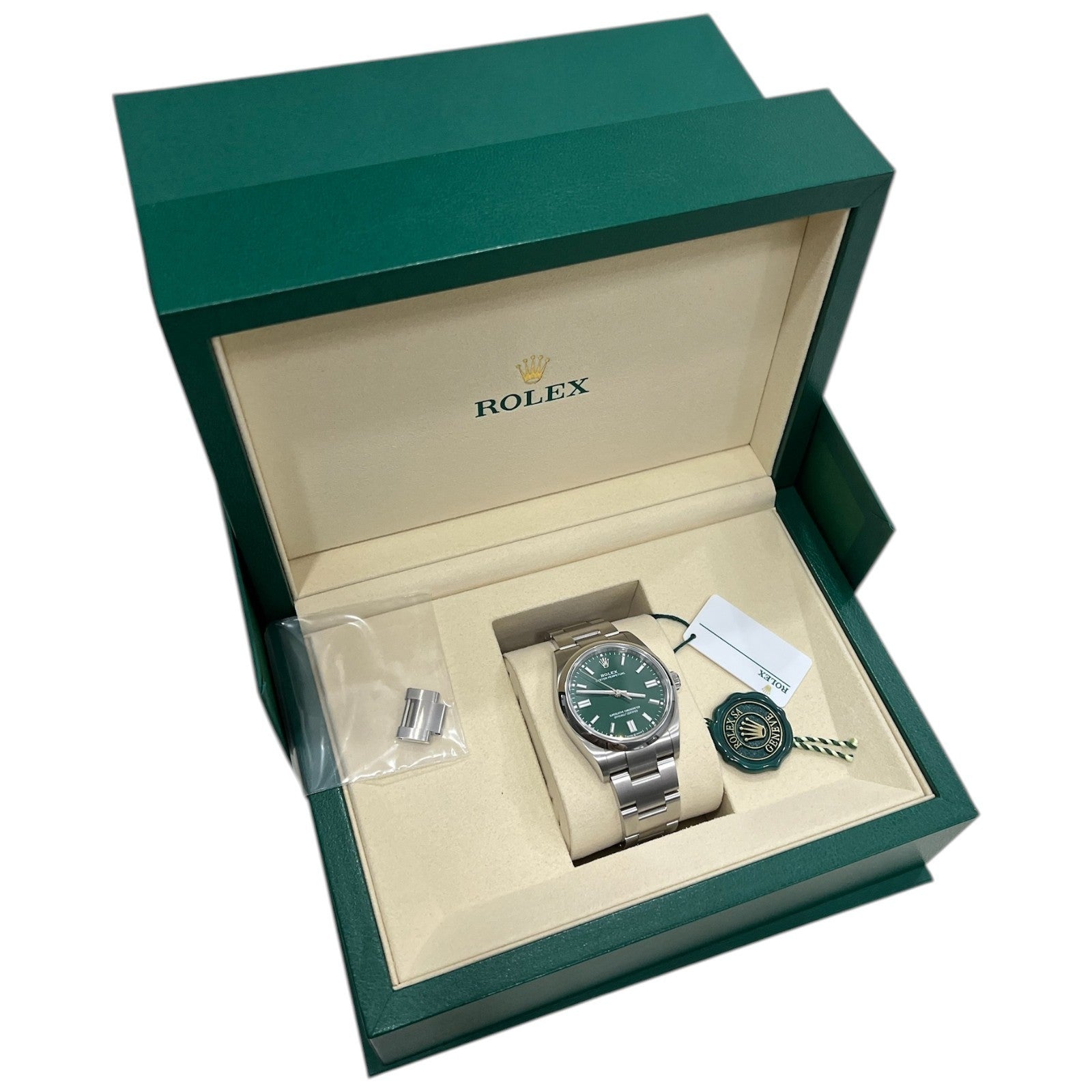 2026 Rolex Oyster Perpetual Green Dial Steel 36mm Automatic Mens Watch 126000
