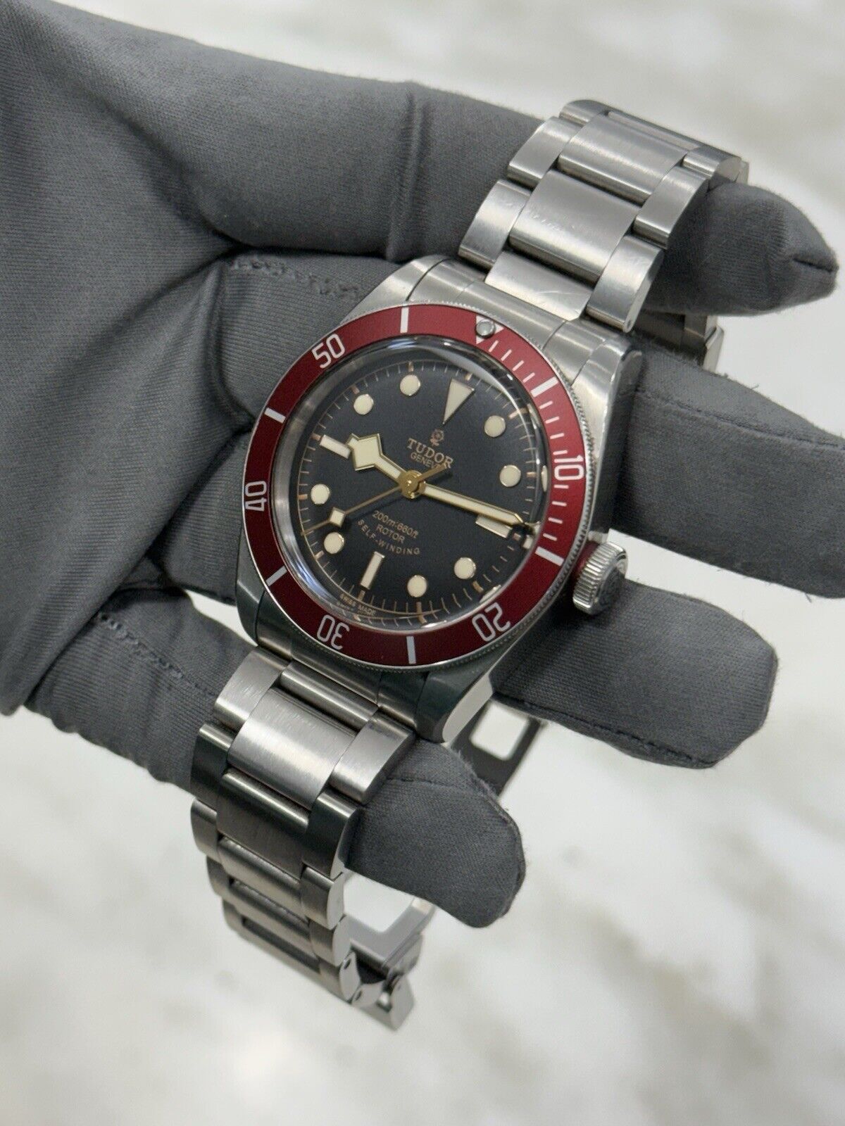 Tudor Black Bay Smiley Stainless Steel Red 41mm Automatic Watch 79220R - B/P