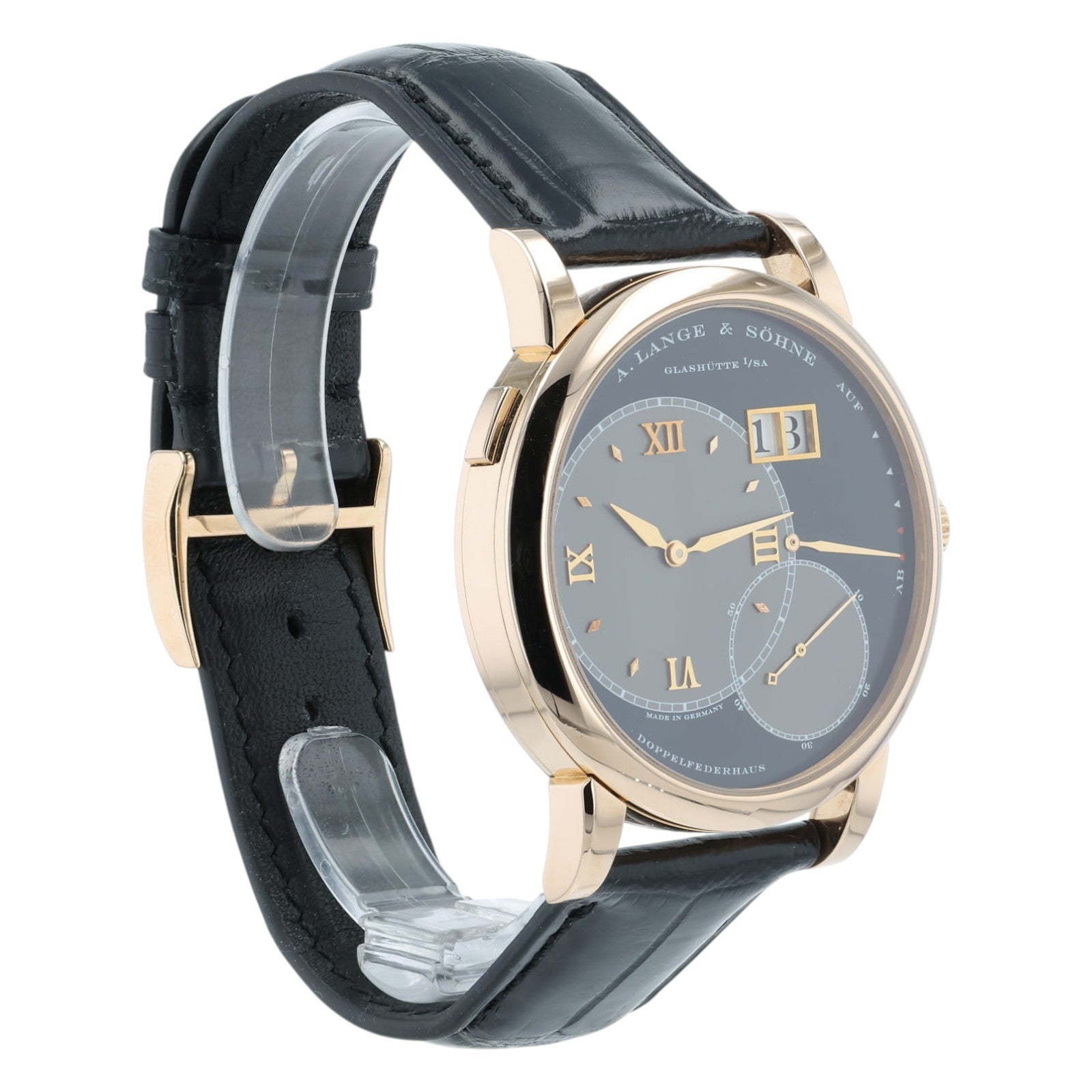 A. Lange & Sohne Grand Lange 1 Black Dial 18k Rose Gold 42mm Manual Mens 115.031
