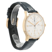 IWC Portuguieser Chrono White Dial 18k Rose Gold 40.9mm Automatic Mens IW371480