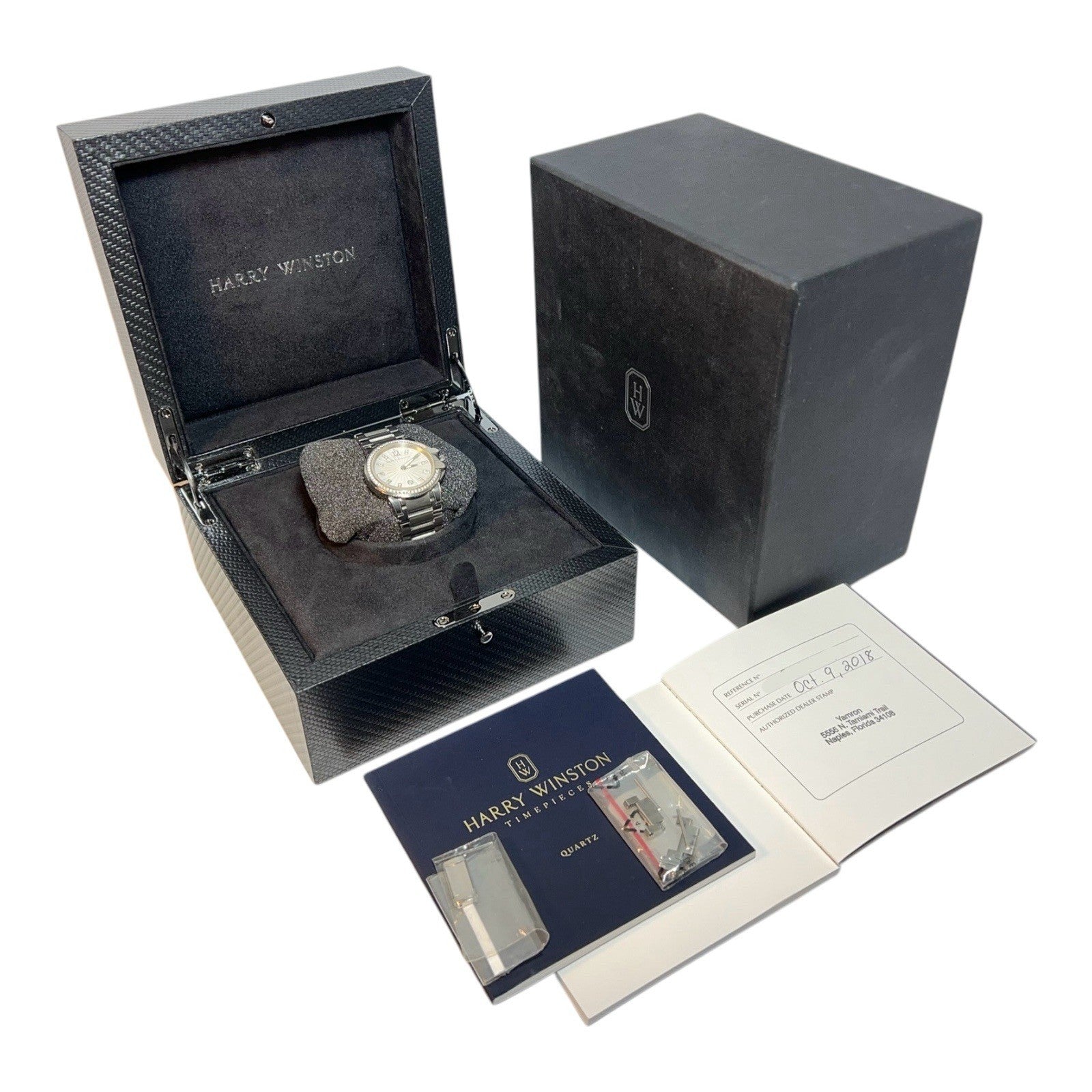 Harry Winston Ocean Zalium White Dial 36mm Quartz Unisex Watch 411-LQ36Z
