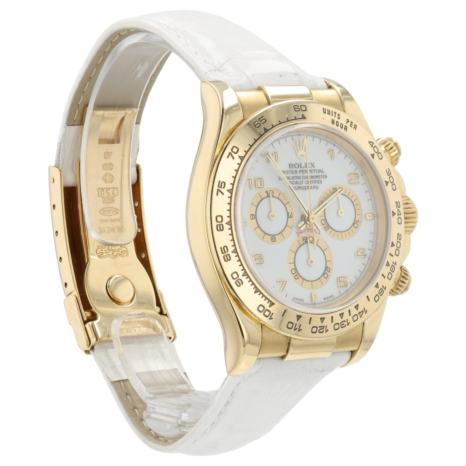 Rolex Daytona White Dial 18k Yellow Gold 40mm Automatic Mens Watch 116518
