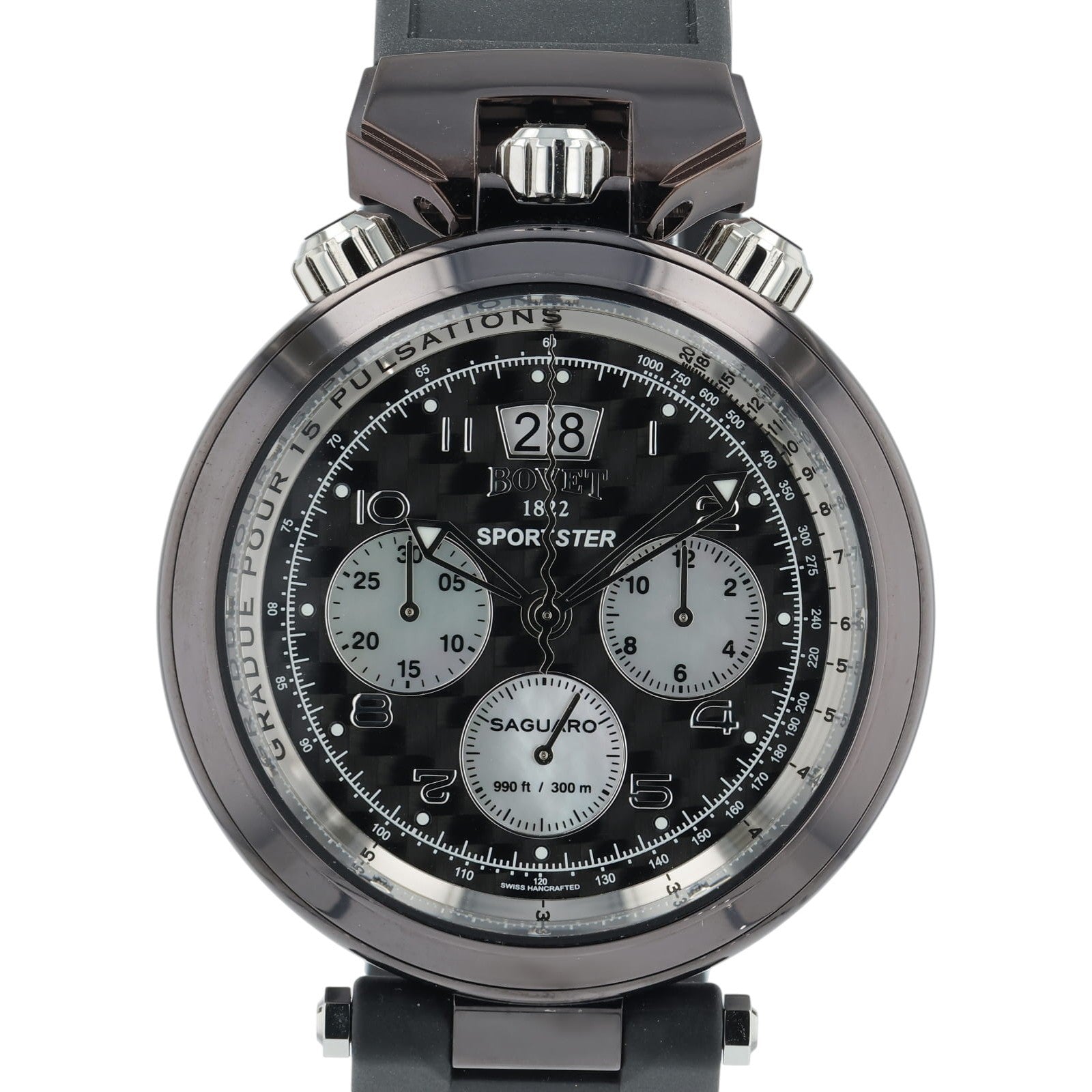 NEW 2025 Bovet Sportster Steel Black Carbon Dial 46mm Automatic Mens SP0468