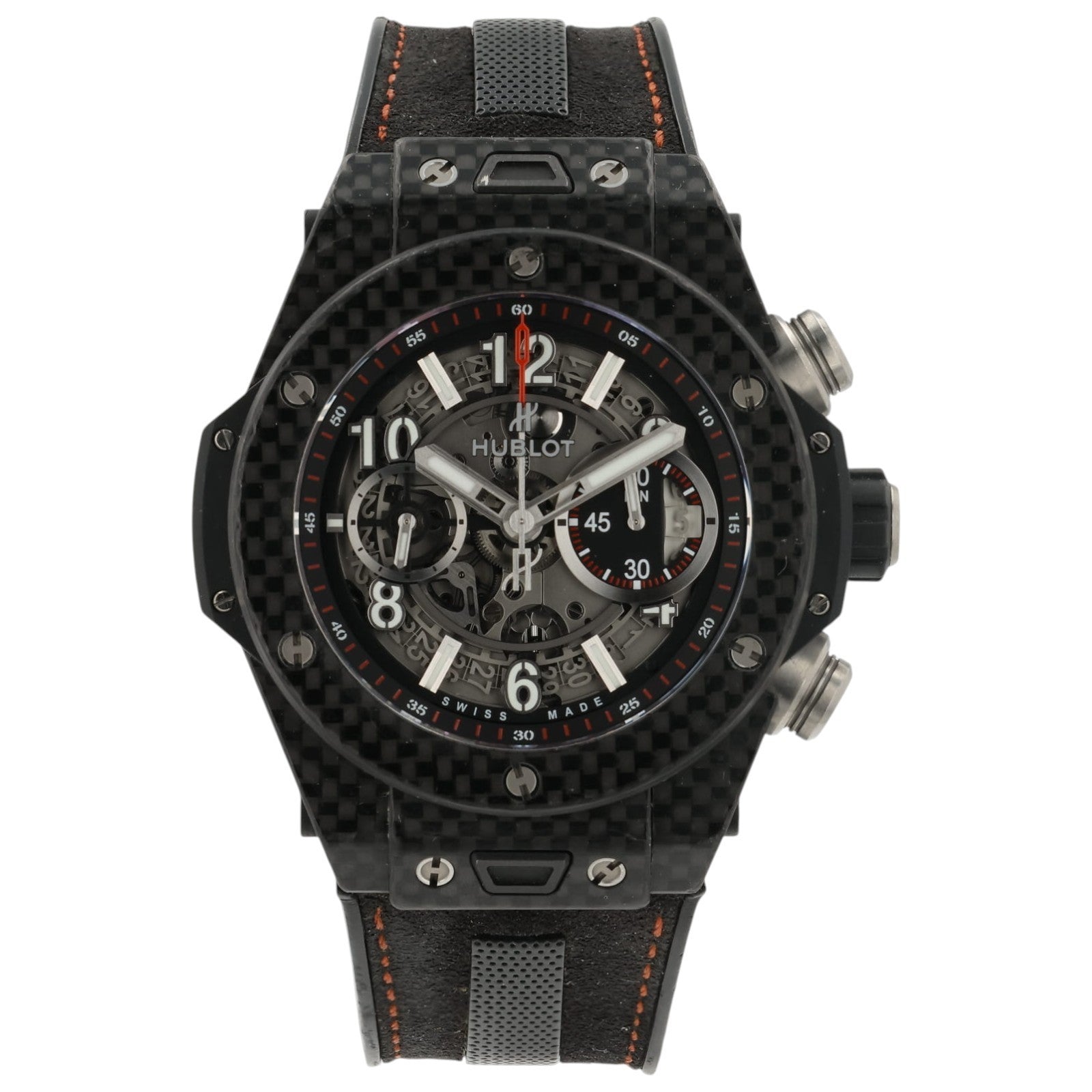 Hublot Carbon Fiber Big Bang Unico Skeleton Dial Carbon 45mm Mens 411.QX.1170.RX