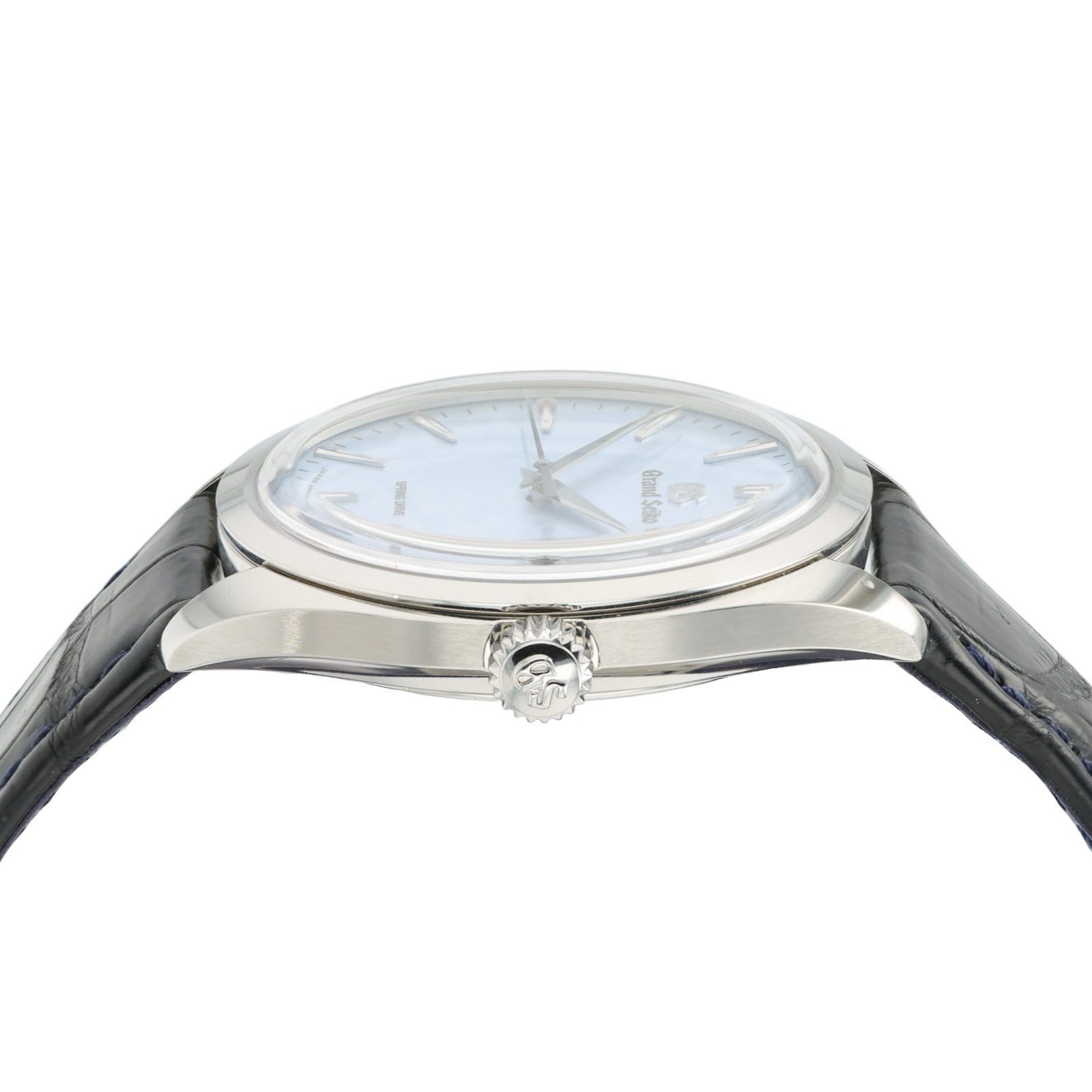 Grand Seiko Omiwatari Blue Dial Steel 38.5 Manual Wind Mens Watch SBGY007