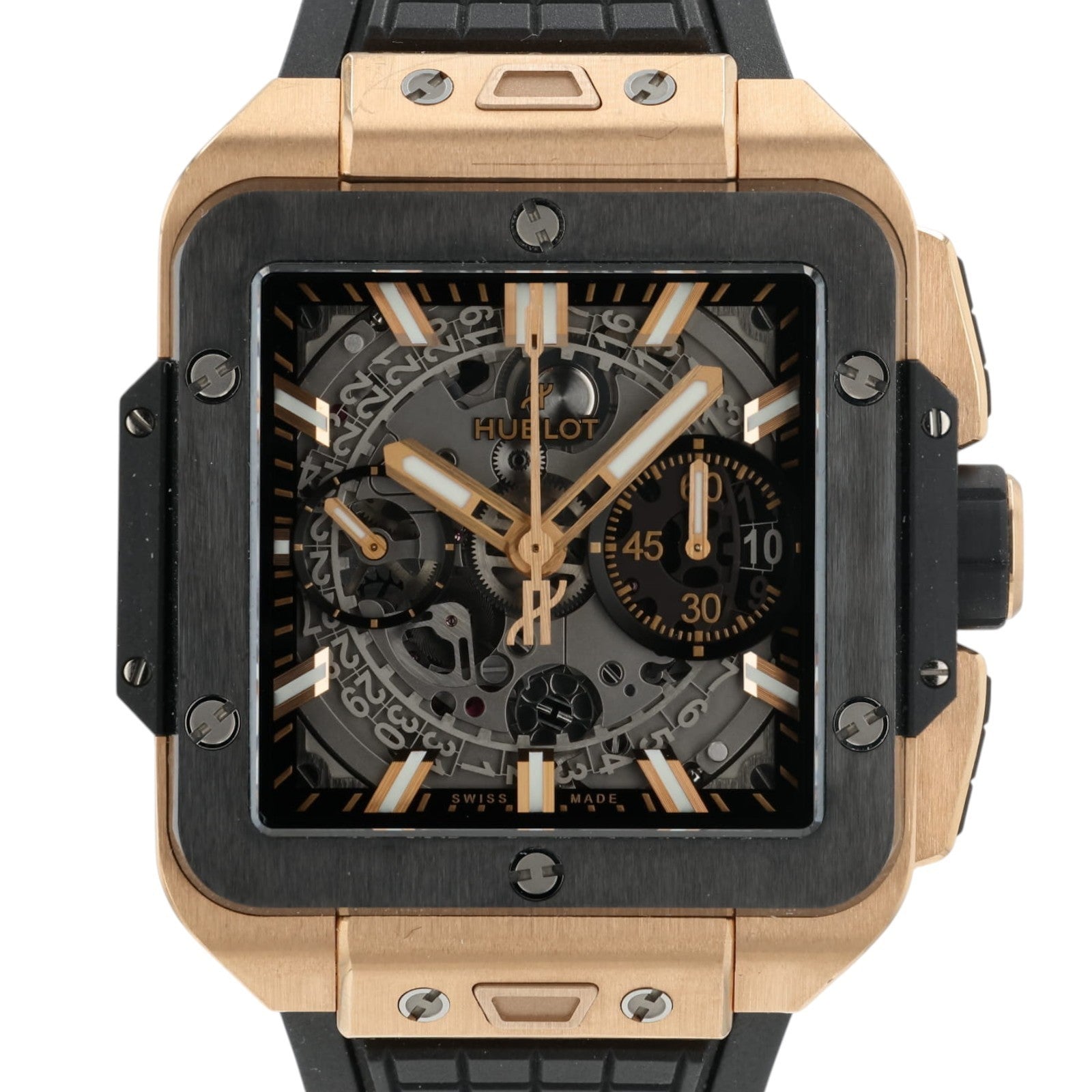 Hublot Square Big Bang Skeleton Dial 18k Rose Gold 42mm Automatic 821.OM.0180.RX